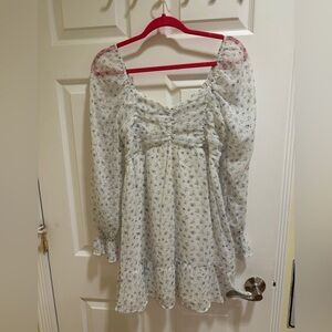 Hollister White and Blue Floral Mini Dress